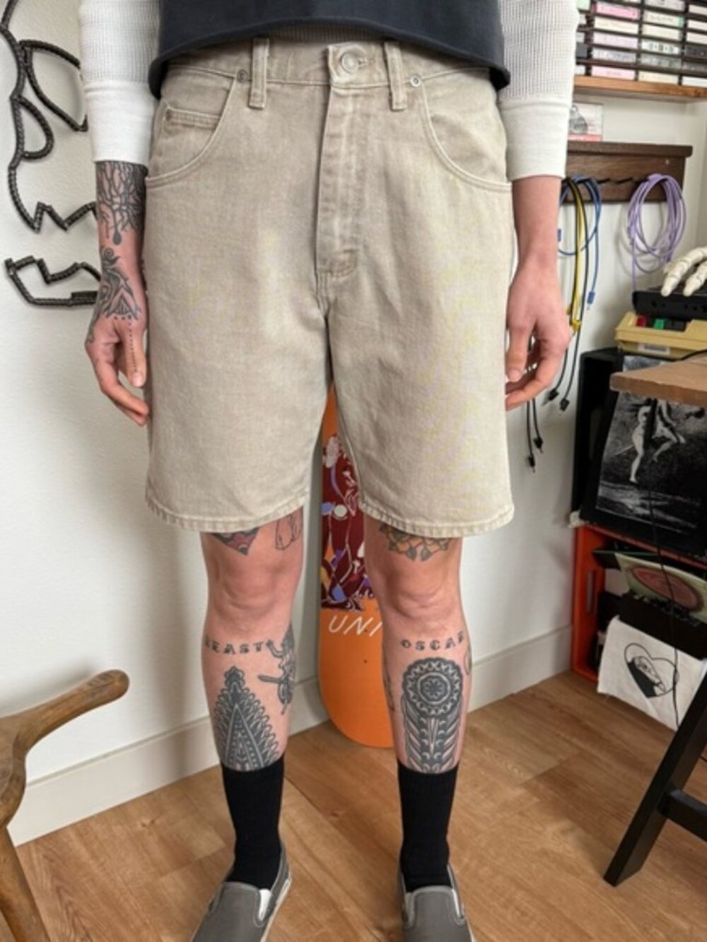 Vintage 90s Wrangler Tan Jorts Denim Shorts ~ Size 29